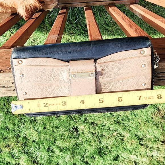 Chloe June Bow Embellished Black Tan leather long zippy wallet - Picture 15 of 16